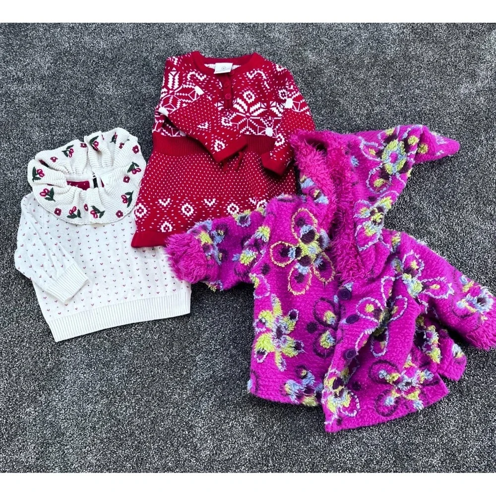 Hanna Anderson lot of 3 -‎ Sweater, Sweater Dress, Jacket Size 60 US 3-6 Months